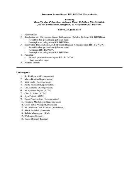 Susunan Acara Rapat