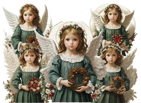 Vintage Christmas Angel Clipart Graphic by HanneaArt · Creative Fabrica