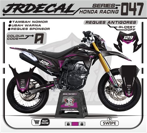 Bisa Cod Decal Sticker Crf L Hitam Simple Variasi Keren Decal