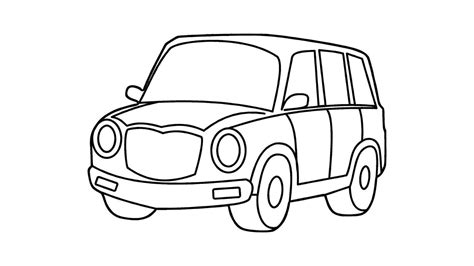 Adorable and Funny Cartoon Car Outline - Ideal for Kids' Coloring ...