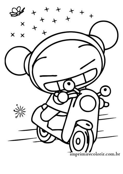 Desenho De Pucca Na Moto Puxando Amigo Para Colorir Tudodesenhos Porn