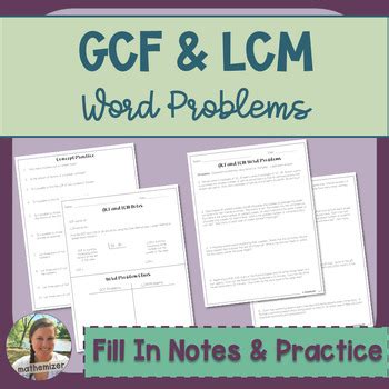 GCF And LCM Word Problem Practice Worksheets With Guided Notes Sheet