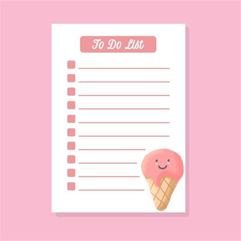 Premium Vector To Do List Template With Cute Ice Cream Hand Drawn