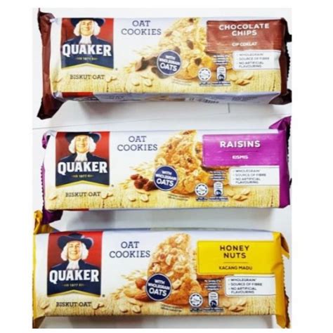 Quaker Oat Cookies Chocolate Chips Honey Nuts Raisins 108g Shopee