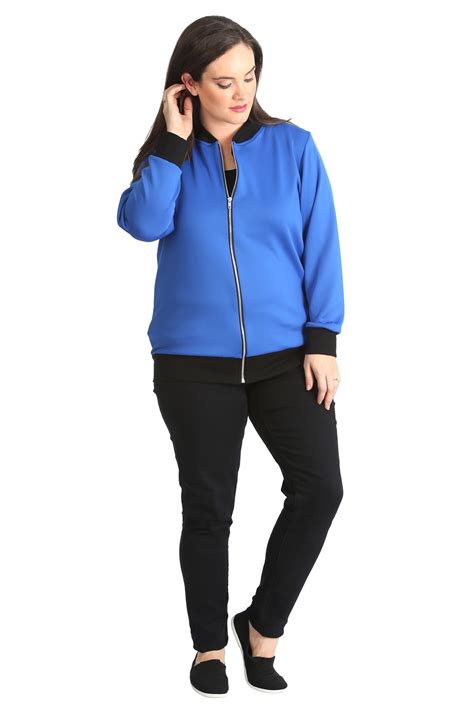 New Womens Plus Size Bomber Jacket Ladies Plain Ribbed Warm Zip Varsity Nouvelle Ebay