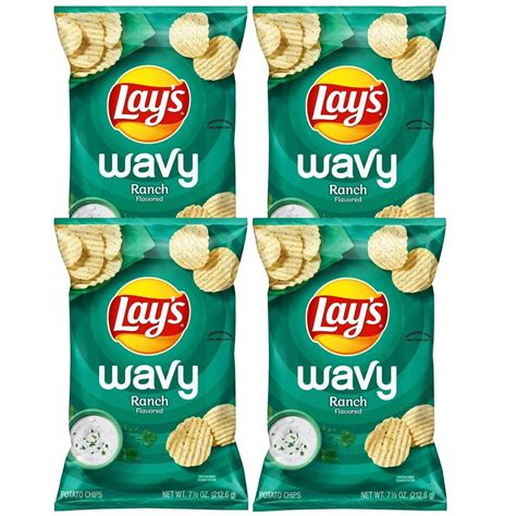 Lay S Wavy RANCH Flavored Potato Chips 7 75oz 4 Bags EBay