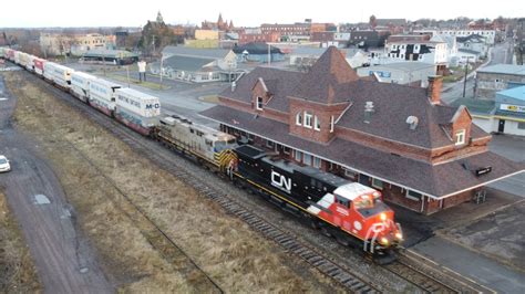 Awesome Aerial K View Long Stack Train Cn W Dpu Passing Train