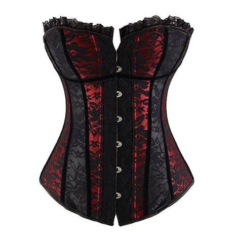 Sexy Boned Over Bust Lace Up Corset Bustier Top Dress Punk Women Steel Boned Waist Training