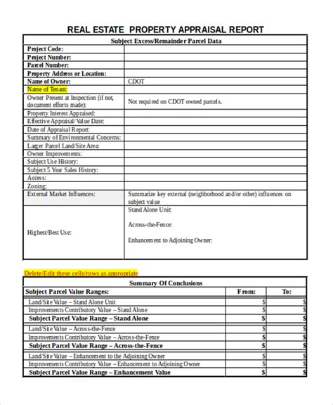 Free 7 Real Estate Appraisal Form Samples In Pdf Ms Word