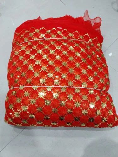 155 Gsm Red Net Embroidery Sequence Work Fabrics At Rs 120 Piece