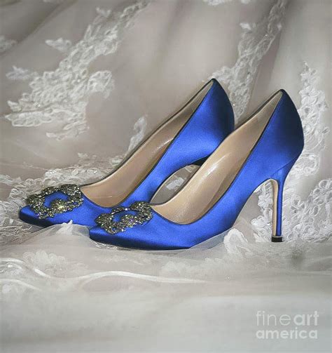 Blue Manolo Blahnik Heels With Lace Photograph By Connie Raynor Fine