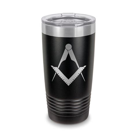 Freemasonry Emblem Tumbler 20 Oz Laser Engraved W Clear Lid