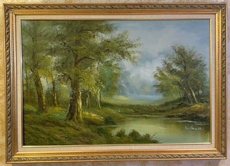 Antiquelarge Original Landscapeoil Paintingsigned W Harris Oil