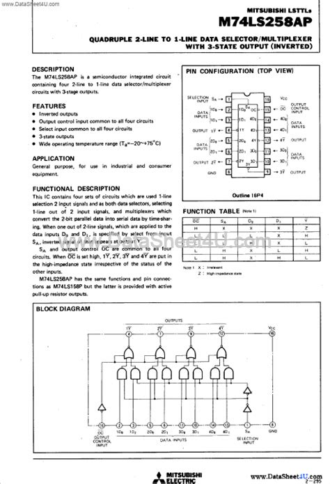 M Ls Ap Datasheet Pdf Quadruple Line To Line Data Selector