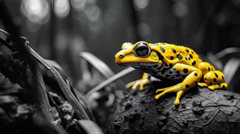 Premium Photo | A frog with a black and yellow body and black spots ...