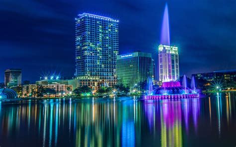 Descargar Fondos De Pantalla Orlando La Noche El Lago Eola Park En