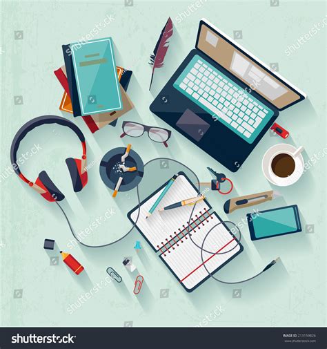 Workplace Concept Flat Design Stock Vector Royalty Free 213159826