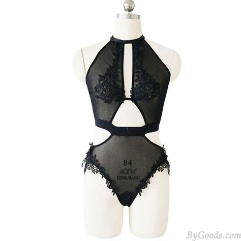 Sexy Black Leaves Lace Mesh Teddy Bodysuit Lady Intimate Lingerie Teddy Conjoined Lingerie