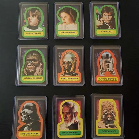 Vintage 1977 Star Wars Sticker Cards Retro Darth Vader. Han Solo ...