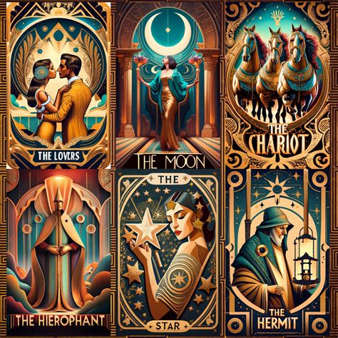 Major Arcana Tarot Cards, Art-deco Style Tarot Cards, Retro Tarot Deck Png, Unique Vintage Tarot ...