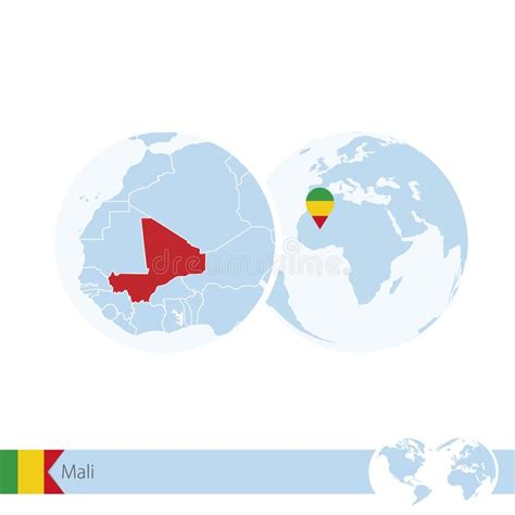 Mali No Globo Do Mundo Bandeira E O Mapa Regional De Mali