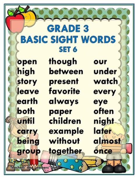 3rd Grade Reading Sight Words