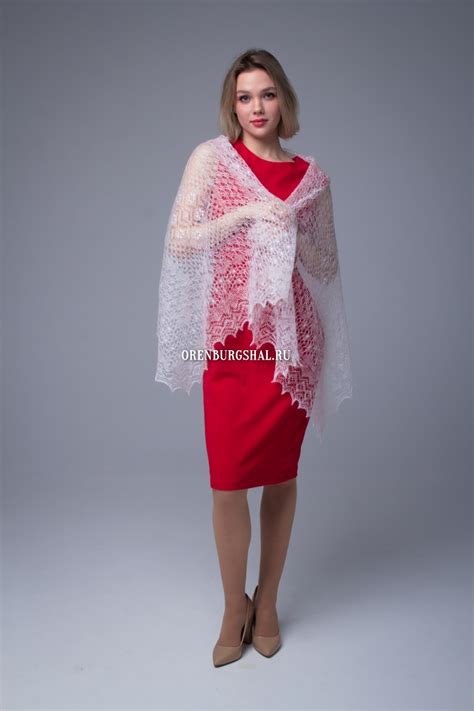 Блистательный образ: купить нежный палантин белого цвета - Оренбургшаль