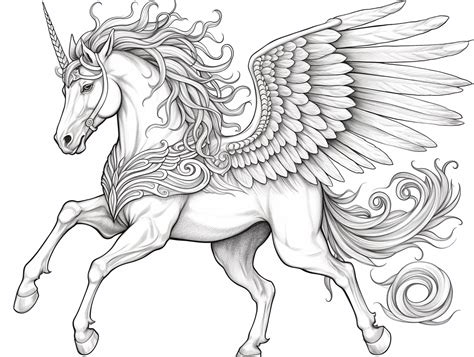 Magical Unicorn Pegasus Coloring Coloring Page