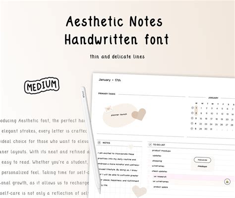 Aesthetic Notes Handwritten Font Digital Planner Font Handwrriten Font for Digital Notetaking ...