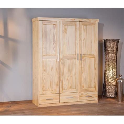 Armoire En Bois Massif Portes Et Tiroirs Achat Vente Armoire De