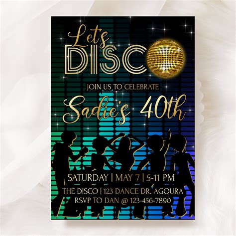 Editable Disco Party 70 S Birthday Invitation 60s 70s Soul Train Disco