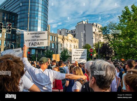 01 July 2023, Belgrade, Serbia, Protest against violence triggered by ...