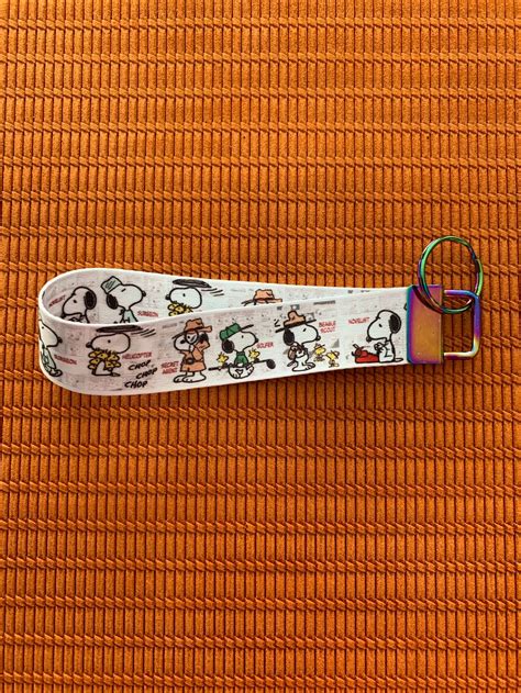 Snoopy Wristlet Keychain Key Fob Key Ring Lanyard Etsy