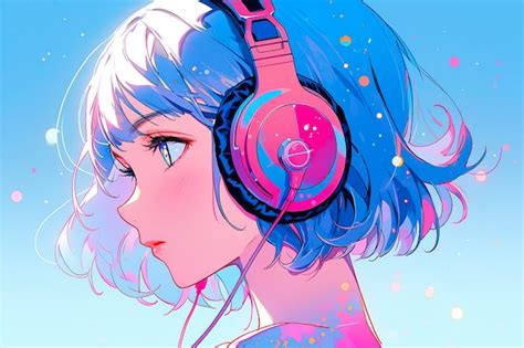 Premium Ai Image Beautiful Anime Girl Listening To Lofi Hip Hop Music