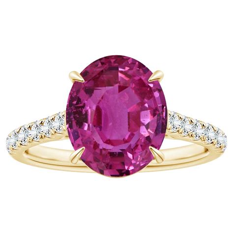 Customizable Angara Claw Set Gia Certified Pink Sapphire Ring In Yellow