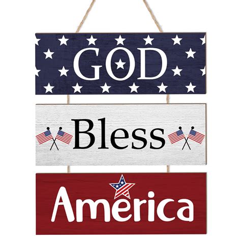 Buy Patriotic God Bless America Wooden Signs Independence Day Wood