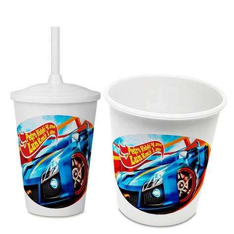 Kit Copo Tampa E Canudo Balde Pipoca Hot Wheels Elo
