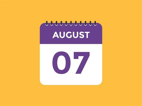 august 7 calendar reminder. 7th august daily calendar icon template ...