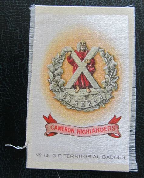 CIGARETTE SILKS CARD Pre Ww1 1913 Military Cameron Highlanders