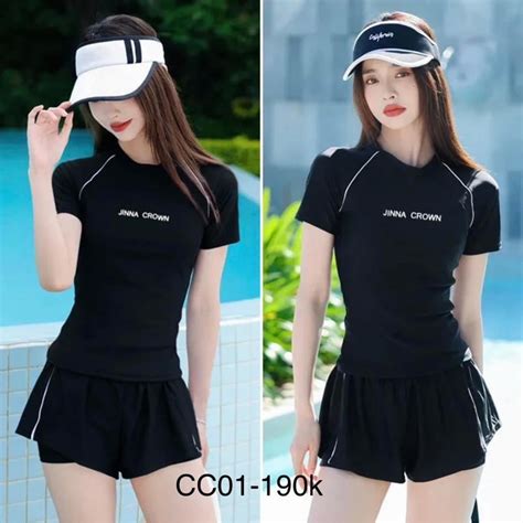 Bikini Đồ Bơi Nữ Kín Đáo Đùi Ngắn Tay Đi Biển Hàn Quốc Mảnh Bigsize In Chữ Shopee Việt Nam