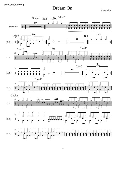 Aerosmith Dream On Drum Tab Pdf Free Score Download ★