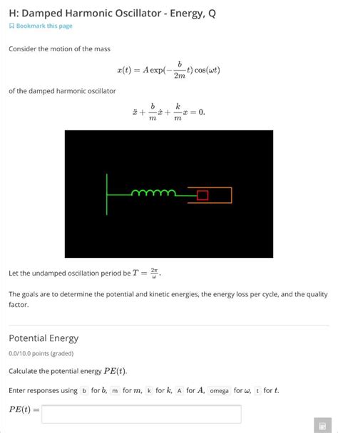 Solved H: Damped Harmonic Oscillator - Solution Method | Chegg.com