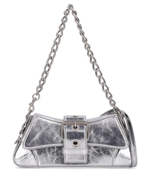 Balenciaga S Lindsay Mirror Leather Shoulder Bag In Silver Metallic