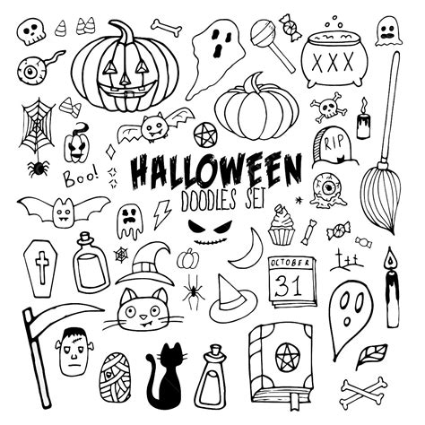 Halloween Cartoon Doodles Set Halloween Drawing Cartoon Drawing Doodles Drawing Png And