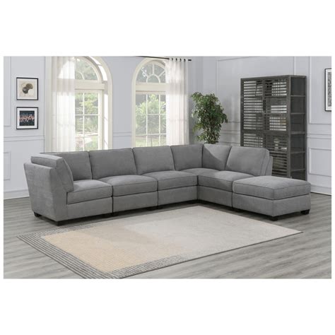 Bexley 6 Piece Modular Fabric Sectional Grey Costco Australia