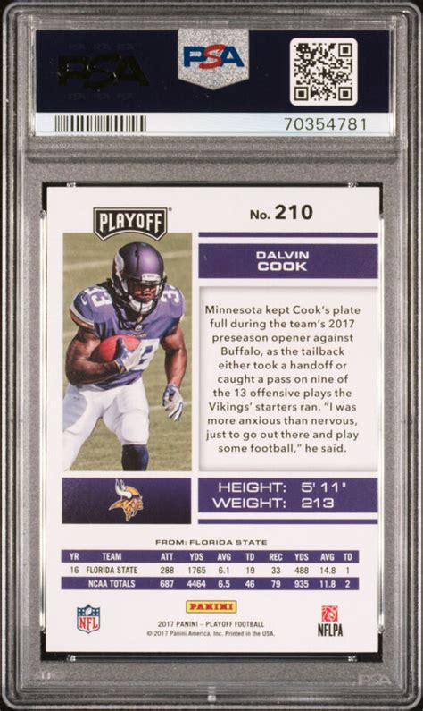 Panini Playoff Dalvin Cook Rc Psa Pop New Grade Ebay