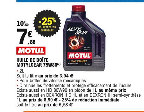 Promo Huile De Bo Te Motylgear W Motul Chez E Leclerc L Auto