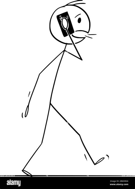 Vector Cartoon Stick Figure Drawing Conceptual Illustration Of Walking