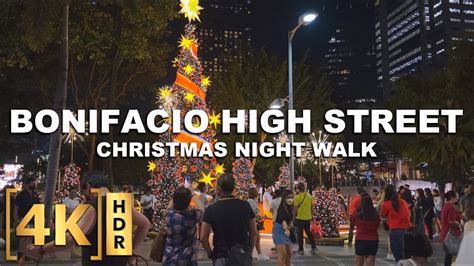 4K HDR BGC High Street Christmas Night Walk Bonifacio Global City