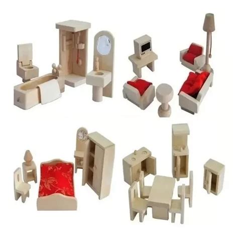 Set Completo Muebles De Madera Para Casa Muñecas 20 Piezas Cuotas sin